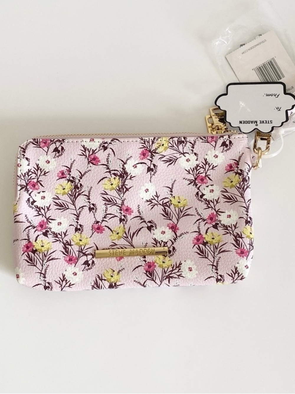Steve Madden Pink Floral Wristlet Pouch